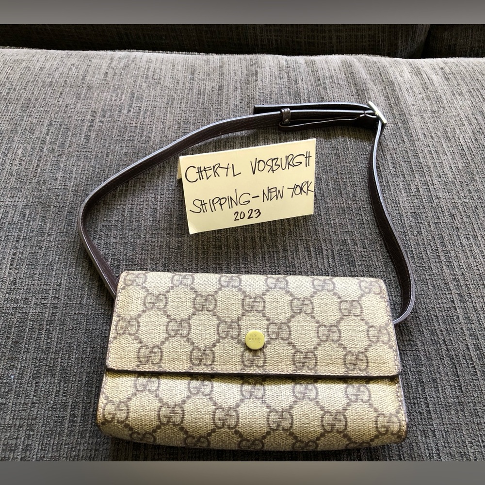 Beige/Ebony Coated Canvas Waist Bag.